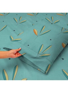 BSB HOME BSB HOME Premium Cotton Elastic Fitted Bedsheets with 2 King Size Pillow Covers | Double Bed with All Around Elastic 180 TC Supersoft | (72"x78",Aqua & Light Green)  - Image 4