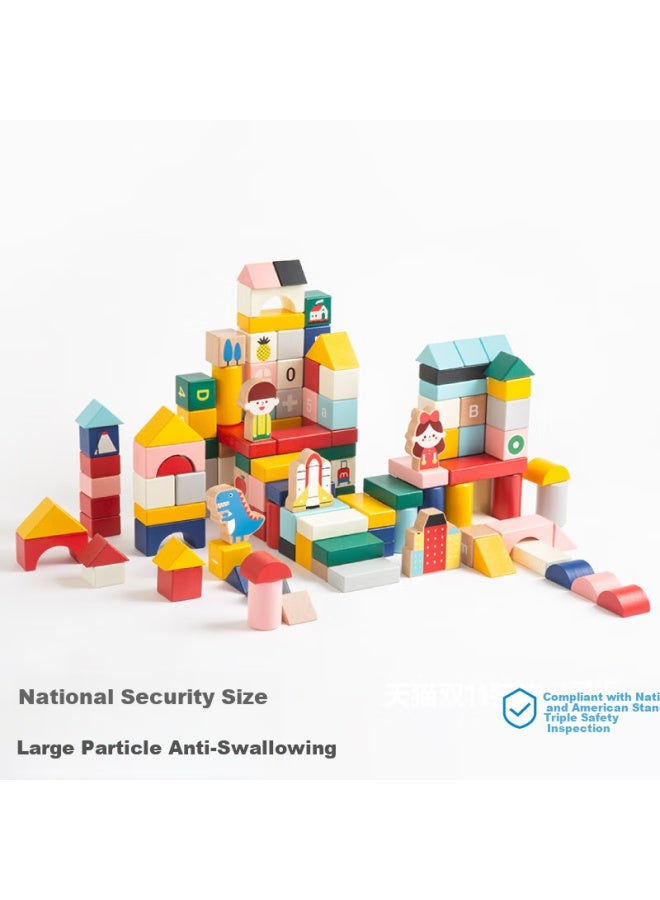 Imikids Children's Building Blocks Toy Infant Toddler Large Particle Wooden Assembly Building Blocks Early Education Toy Gift City Commander 56 - Image 3