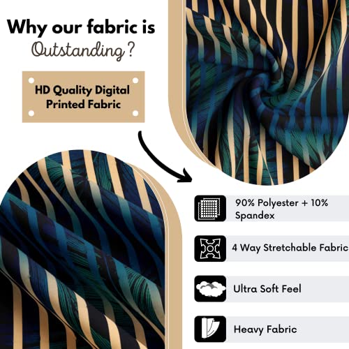 BRIDA® Stretchable Floral Printed Dining Chair Covers Elastic Chair Seat Case Protector, Slipcovers (4 Chair Cover, Black Lines), Polycotton Spandex - Image 3