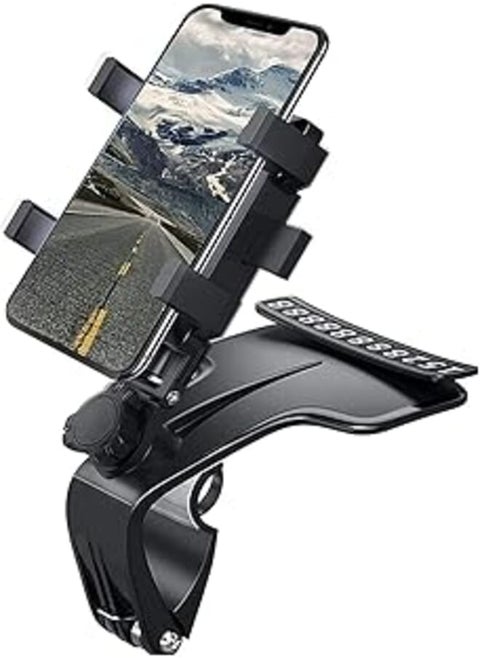 NUFR Phone Mount for Car, Adjustable 1200 Degree Rotation Universal Car Dashboard Phone Holder,Rear View Mirror Universal Stand Clip Compatible with 4 to 7 inch Smartphone for iPhone 11/12/13 Pro Max