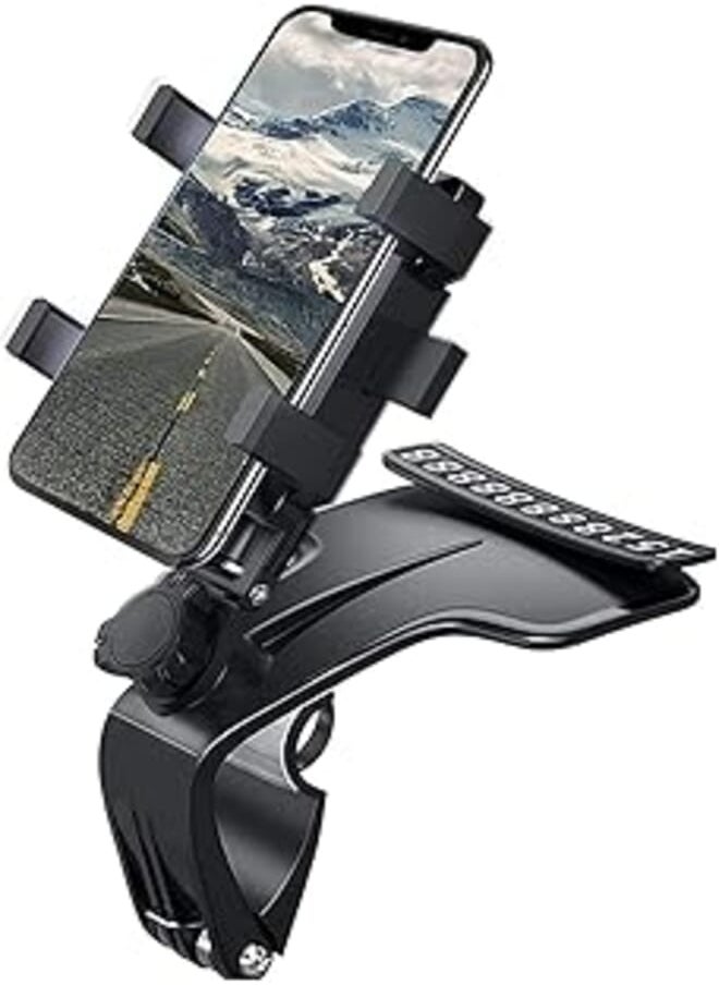 NUFR Phone Mount for Car, Adjustable 1200 Degree Rotation Universal Car Dashboard Phone Holder,Rear View Mirror Universal Stand Clip Compatible with 4 to 7 inch Smartphone for iPhone 11/12/13 Pro Max