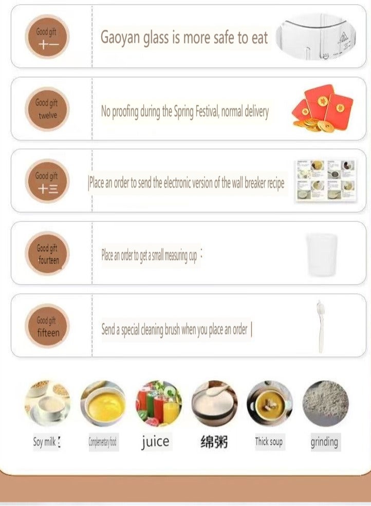 CHIGO Soybean milk machine multi-function heating wall breaker household soft tone large capacity juice extractor 1000 ml 12 knives, hot and cold drinks, baby food - Image 3