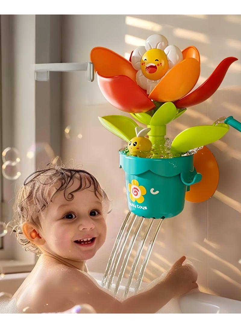 Toddler Baby Bath Toy, Flower Bloom when exposed to water Bath Toy,Baby Bath Toy Flower Watering Can Pool Bath Tub Toy , Attach to Any Tub or Shower Fun for Bath time, Sensory Development Bath Tub T - Image 1
