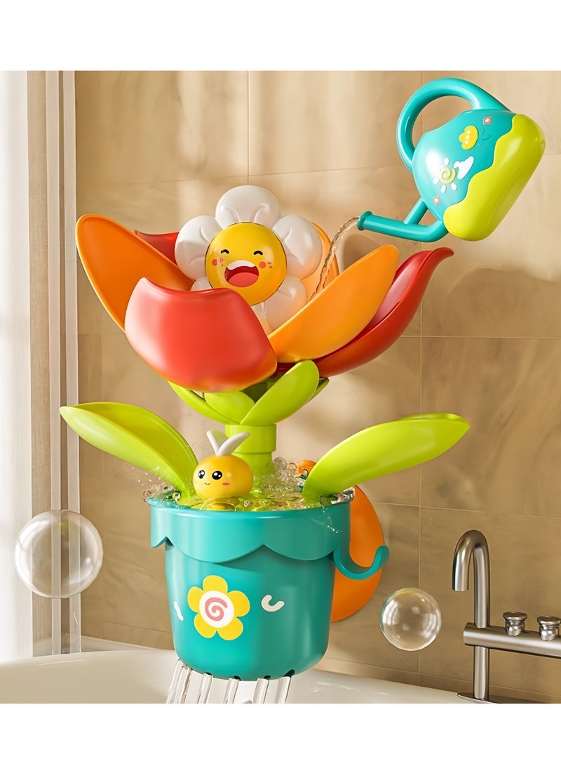 Toddler Baby Bath Toy, Flower Bloom when exposed to water Bath Toy,Baby Bath Toy Flower Watering Can Pool Bath Tub Toy , Attach to Any Tub or Shower Fun for Bath time, Sensory Development Bath Tub T - Image 2