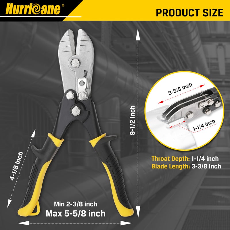 HURRICANE 5 Blade Sheet Metal Crimper. HVAC Crimping Tool for Ductwork, Downspouts & Stove Pipes. 9-1/2 inch Heavy-Duty Hand Crimper with Safety Lock. 5-Blade Sheet Metal Crimpers Tool - Image 2