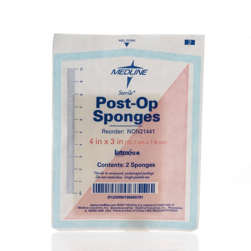 Medline NON21441 Post-Op Sterile Latex Free Gauze Sponge, 4" x 3" (Pack of 1200)