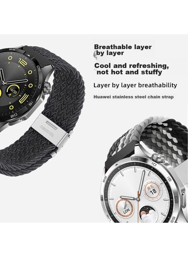 Mssm Suitable For Huawei Watch Band, Compatible With Watch4pro, Gt5/4/gt3/watch3/buds, Nylon Woven Strap - Black 22mm - Image 2