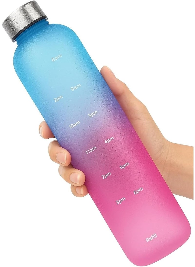 زجاجة مياه سعة 1 لتر، زجاجة مياه رياضية محمولة من البلاستيك بسعة كبيرة للبالغين والفتيات والأولاد والرياضات الخارجية والتسلق والتخييم والجري والصالة الرياضية والمشي لمسافات طويلة - Image 4