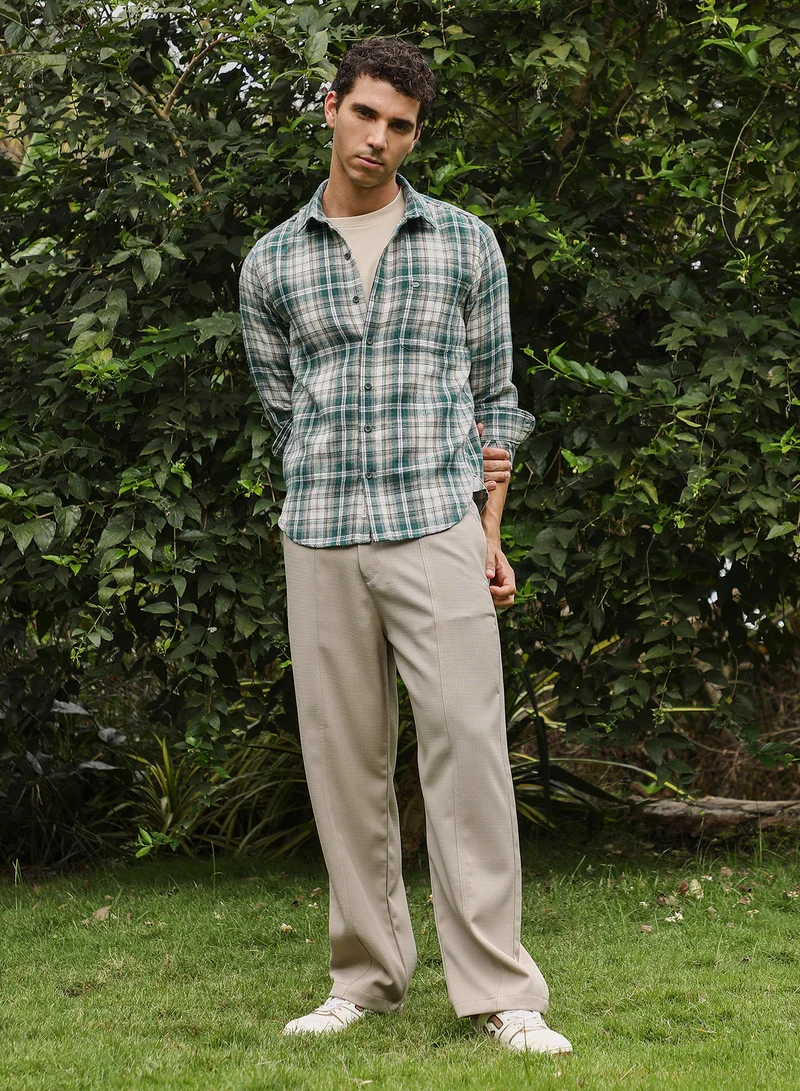CAHOOT  Men's Forest Green Button-Down Ombre-Plaid Shirt for Men | Best Price UAE