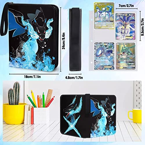 PATPAT® Poke-mon Binder Trading Poke-mon Cards Holder Organizer for 400 Trading Cards, Poke-mon Cards Book Collection Bag Game Cards Album Binder Case, Card Collection Album Gifts for Kids Girls Boys - Image 4