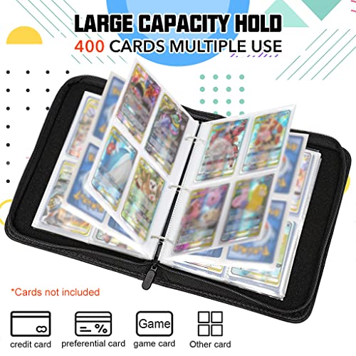 PATPAT® Poke-mon Binder Trading Poke-mon Cards Holder Organizer for 400 Trading Cards, Poke-mon Cards Book Collection Bag Game Cards Album Binder Case, Card Collection Album Gifts for Kids Girls Boys - Image 3
