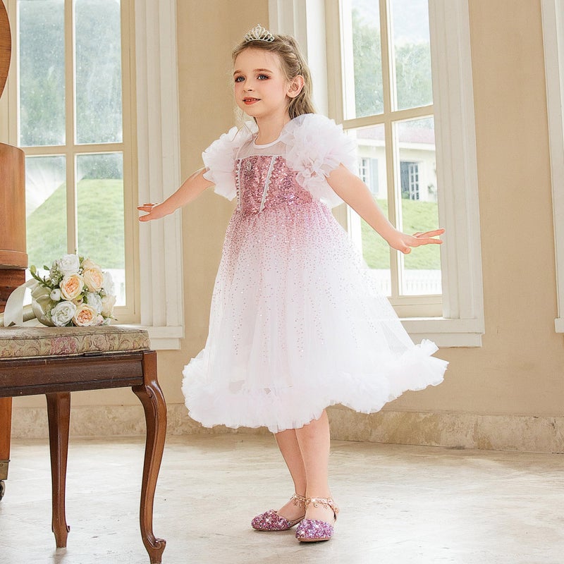 Furdeour Princess Shoes Girls Heels Size 13 Dress Shoes for Girl Pink Sparkly Flower Little Kid 8 Years Old Dress Up Wedding Party Birthday(2902Pink 13) - Image 3