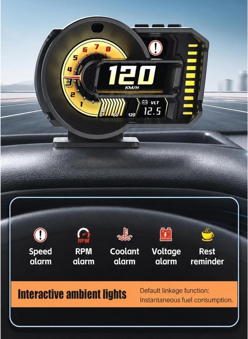 RAYHONG OBD2 Gauge Head up Display for Cars, OBD+GPS Speedometer HUD with Gesture Induction Control, KMH/MPH Speed, RPM, Overspeed Alarm Works Great for 2008+ - Image 5