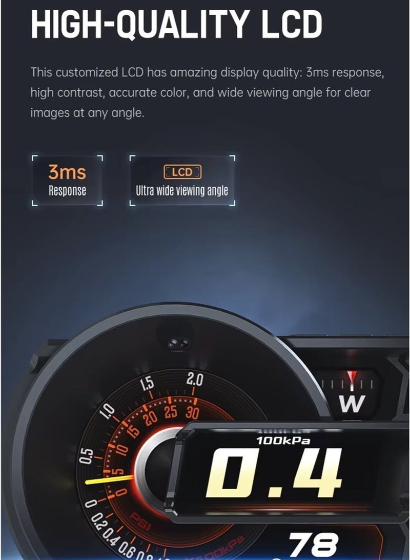 RAYHONG OBD2 Gauge Head up Display for Cars, OBD+GPS Speedometer HUD with Gesture Induction Control, KMH/MPH Speed, RPM, Overspeed Alarm Works Great for 2008+ - Image 4