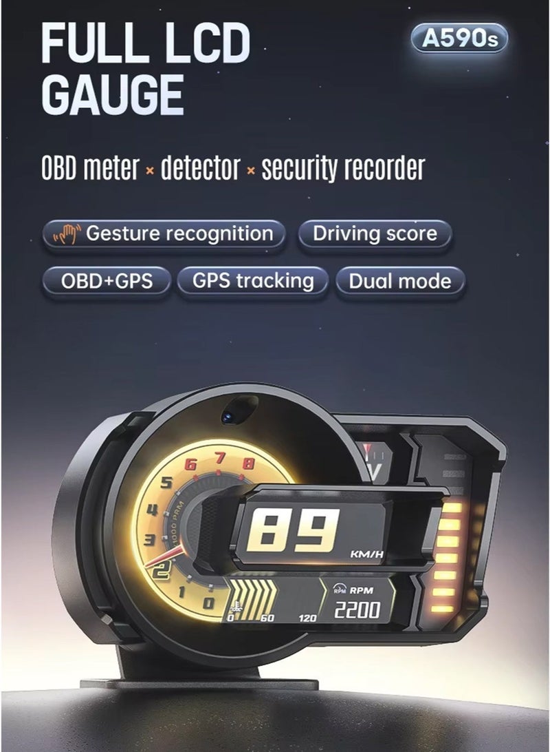 RAYHONG OBD2 Gauge Head up Display for Cars, OBD+GPS Speedometer HUD with Gesture Induction Control, KMH/MPH Speed, RPM, Overspeed Alarm Works Great for 2008+ - Image 3