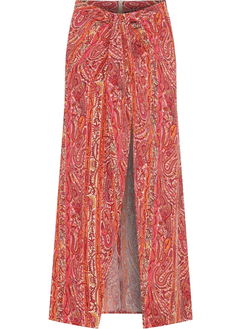 Maya Vegan Silk Knotted Skirt Red - Image 5