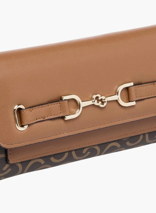 Celeste Monogram Print Wallet with Flap Closure