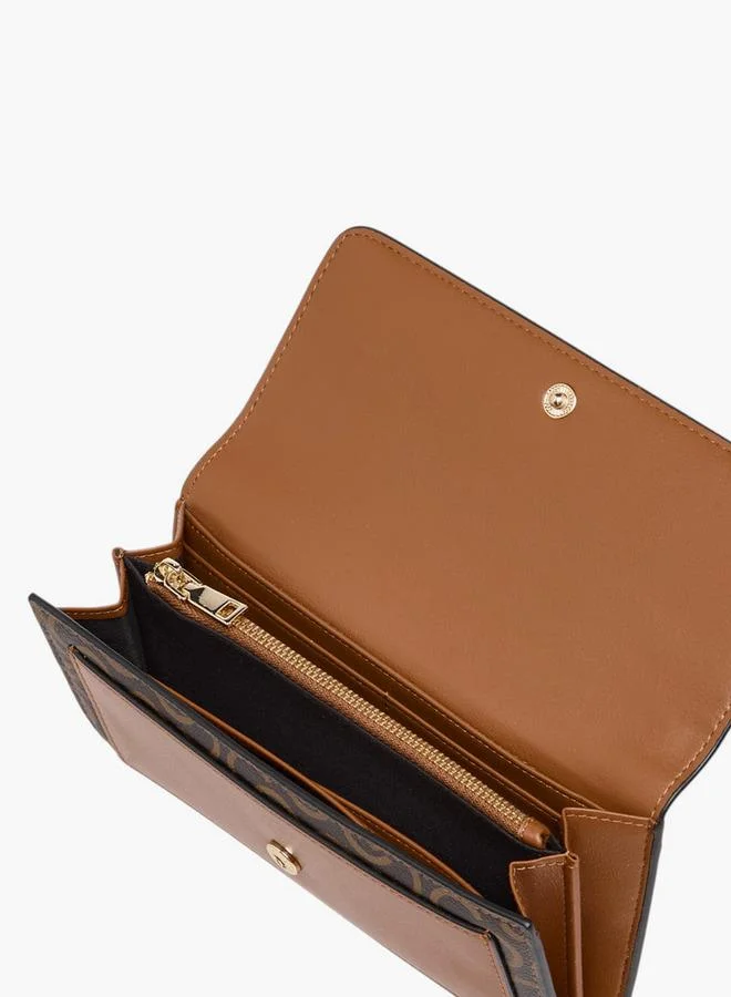 Celeste Monogram Print Wallet with Flap Closure