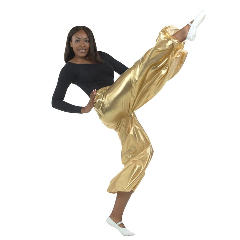 Danzcue Womens Celebration of Spirit Palazzo Pants, Gold, X-Large - Image 4
