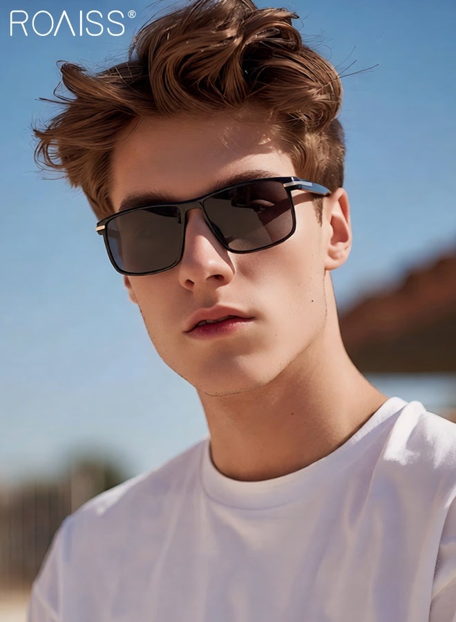 roaiss Men's Polarized Square Sunglasses, UV400 Protection Sun Glasses, Fashion Anti-Glare Sun Shades for Men Driving, Fishing, Traveling, Cycling, Black 60mm - Image 2