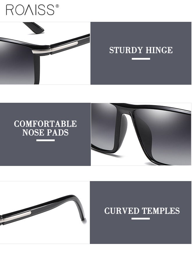 roaiss Men's Polarized Square Sunglasses, UV400 Protection Sun Glasses, Fashion Anti-Glare Sun Shades for Men Driving, Fishing, Traveling, Cycling, Black 60mm - Image 5