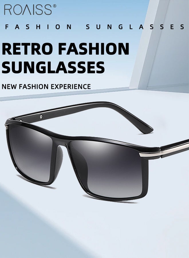 roaiss Men's Polarized Square Sunglasses, UV400 Protection Sun Glasses, Fashion Anti-Glare Sun Shades for Men Driving, Fishing, Traveling, Cycling, Black 60mm - Image 4