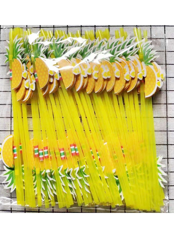 Pineapple shaped art straws(50pcs),Umbrella straws,Juice,Beverage,Milk tea,Fruit straws  - Image 1