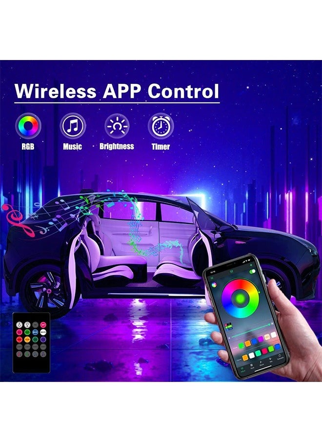 Garlo Interior Car LED Strip Lights with Wireless APP and Remote Control, RGB 5 in 1 Ambient Lighting Kits with 6m Fiber Optic, 16 Million Colors Car Neon Lights, Sync to Music  - Image 2