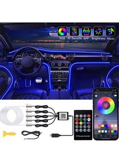 Garlo Interior Car LED Strip Lights with Wireless APP and Remote Control, RGB 5 in 1 Ambient Lighting Kits with 6m Fiber Optic, 16 Million Colors Car Neon Lights, Sync to Music  - Image 1