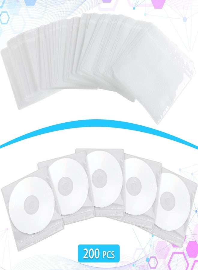 Harloon 200 Pcs Cd DVD Sleeves Envelopes Bulk Double Sided Refill Plastic Disc Holder Case for Blank Storage Binders Clear for Protection Replacement(White) - Image 4
