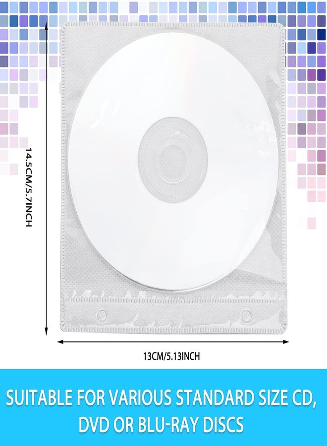 Harloon 200 Pcs Cd DVD Sleeves Envelopes Bulk Double Sided Refill Plastic Disc Holder Case for Blank Storage Binders Clear for Protection Replacement(White) - Image 3