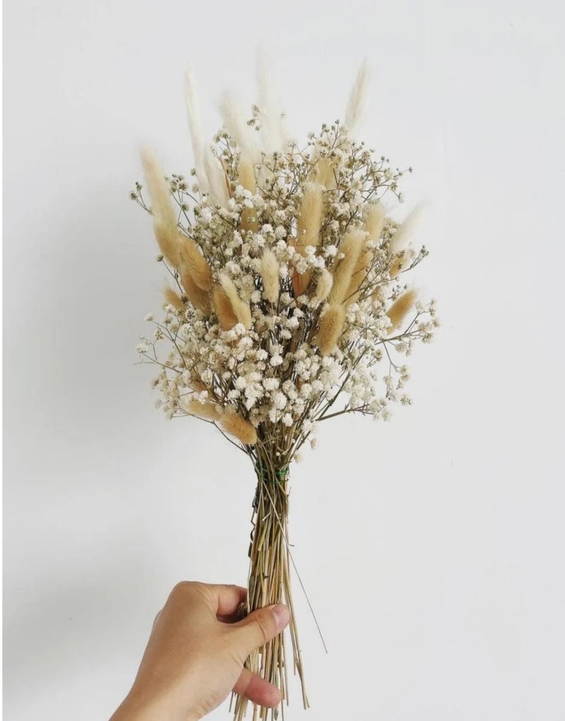 Bluejw Natural Pampas Grass Bouquet Mix - Dried Boho Wedding Flowers, Rustic Farmhouse Table Desk Decor, Dried Plants Arrangement - Image 1