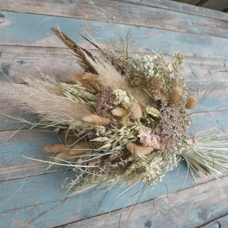 Bluejw Natural Pampas Grass Bouquet Mix - Dried Boho Wedding Flowers, Rustic Farmhouse Table Desk Decor, Dried Plants Arrangement - Image 5