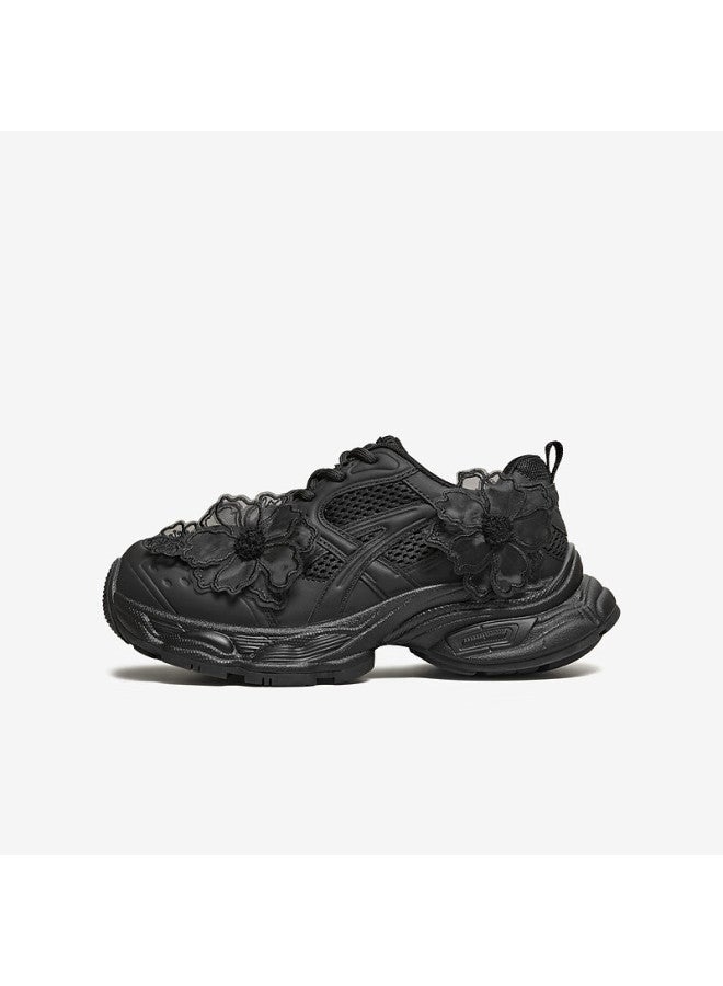 Tata Spring Mall Fashion Casual Versatile Women's Dad Sneakers Black Size 38 - Image 1