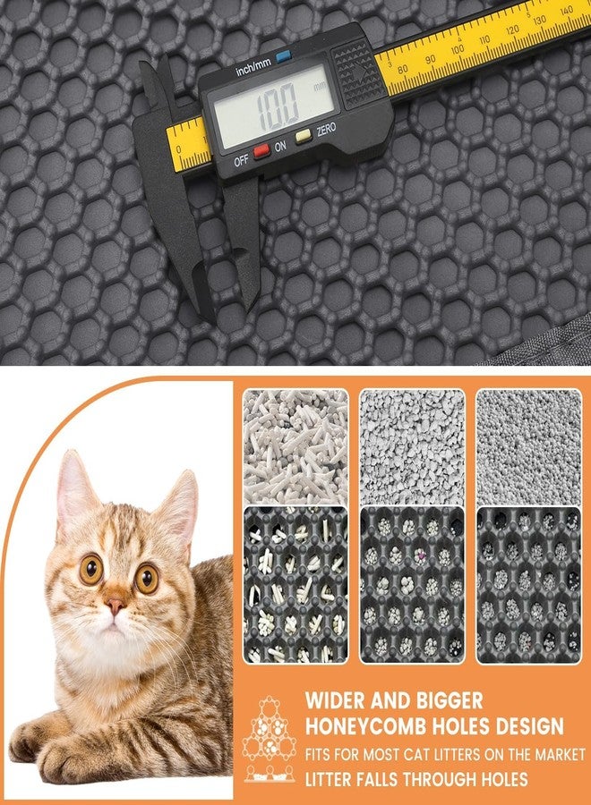 PCYIS 23.6” x15.7” Cat Litter Mat, Litter Trapping mat, cat mat for Litter Box, cat Litter mat Small, Honeycomb Double Layer Design, Waterproof & Urine Proof, Scatter Control, Non-Slip, Grey, 1 Pack - Image 3