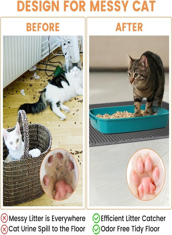 PCYIS 23.6” x15.7” Cat Litter Mat, Litter Trapping mat, cat mat for Litter Box, cat Litter mat Small, Honeycomb Double Layer Design, Waterproof & Urine Proof, Scatter Control, Non-Slip, Grey, 1 Pack - Image 5