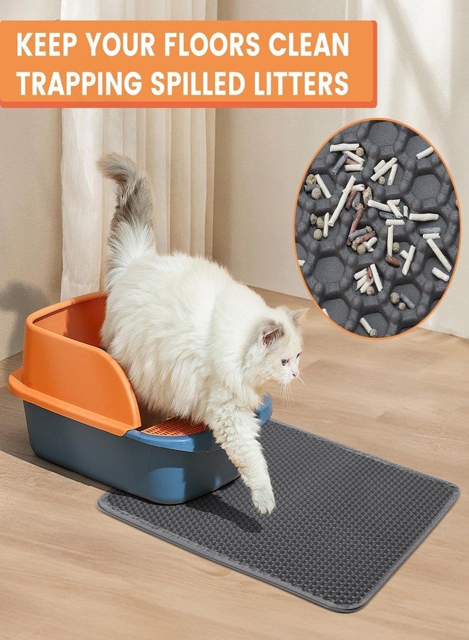 PCYIS 23.6” x15.7” Cat Litter Mat, Litter Trapping mat, cat mat for Litter Box, cat Litter mat Small, Honeycomb Double Layer Design, Waterproof & Urine Proof, Scatter Control, Non-Slip, Grey, 1 Pack - Image 2