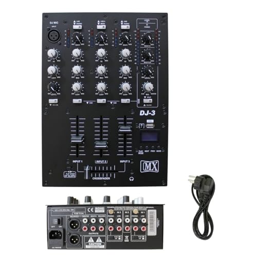 MX 3-Channel DJ Mixer with USB & Bluetooth | Professional Audio Mixing Console for Studio Recording, Live Streaming, Karaoke, and Podcasting | Compact & Portable Design - Image 2