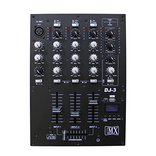 MX 3-Channel DJ Mixer with USB & Bluetooth | Professional Audio Mixing Console for Studio Recording, Live Streaming, Karaoke, and Podcasting | Compact & Portable Design - Image 1