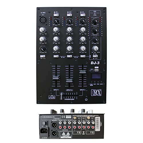 MX 3-Channel DJ Mixer with USB & Bluetooth | Professional Audio Mixing Console for Studio Recording, Live Streaming, Karaoke, and Podcasting | Compact & Portable Design - Image 3