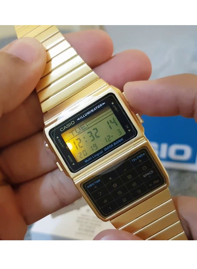 CASIO Men Youth Water Resistant Data Bank Digital Watch DBC-611G-1DF - 47 mm - Gold - Image 5