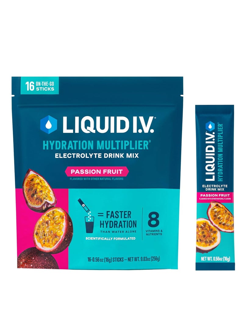 ليكويد آي.في. مضاعف الترطيب - باشن فروت - مسحوق الترطيب 16 عبوة