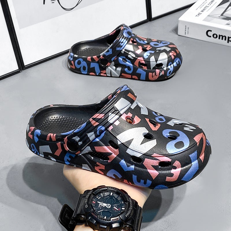 Children'S Hole Shoes Printed Soft-Soled Slippers Boys Children'S Slippers Boys Hollow-Out Girls' Sandals Two-Wear Beach Shoes Women - Image 3