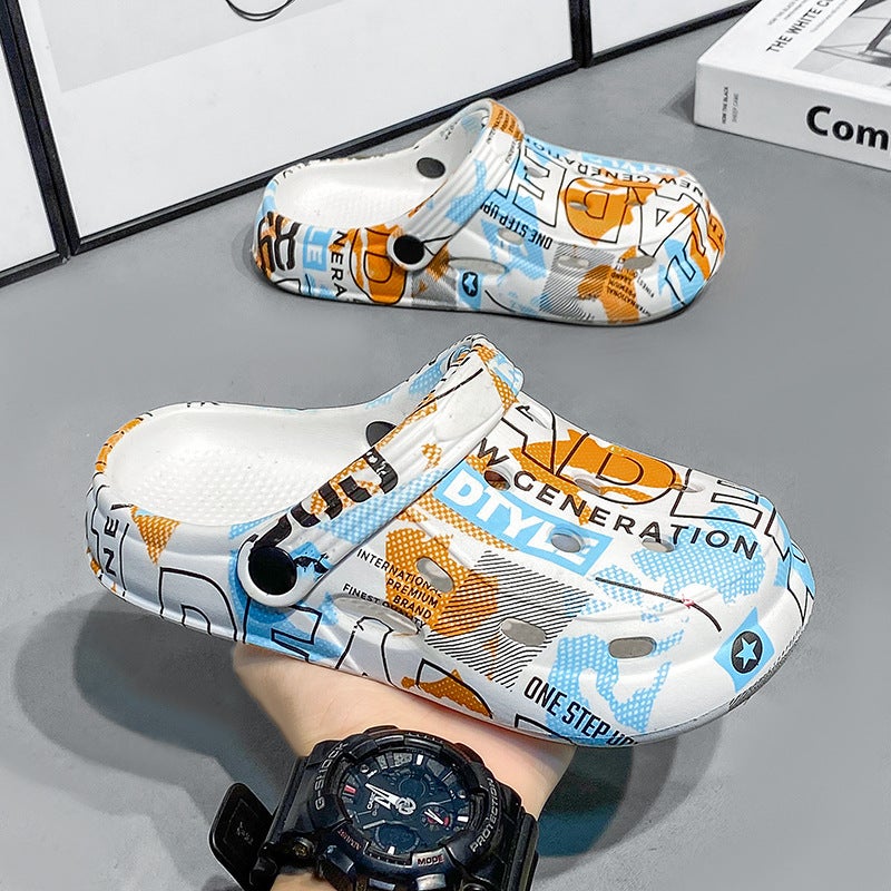Children'S Hole Shoes Printed Soft-Soled Slippers Boys Children'S Slippers Boys Hollow-Out Girls' Sandals Two-Wear Beach Shoes Women - Image 2