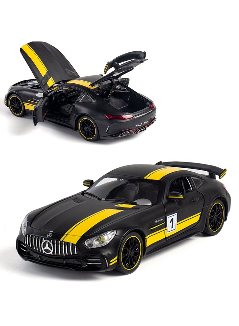 1:32 Mercedes Benz AMG GTR Toy Diecast Metal Car Model for Kids Boy Girl Zinc Alloy Pull Back Toy Car with Sound and Light Gift and Collectible Car - Image 1