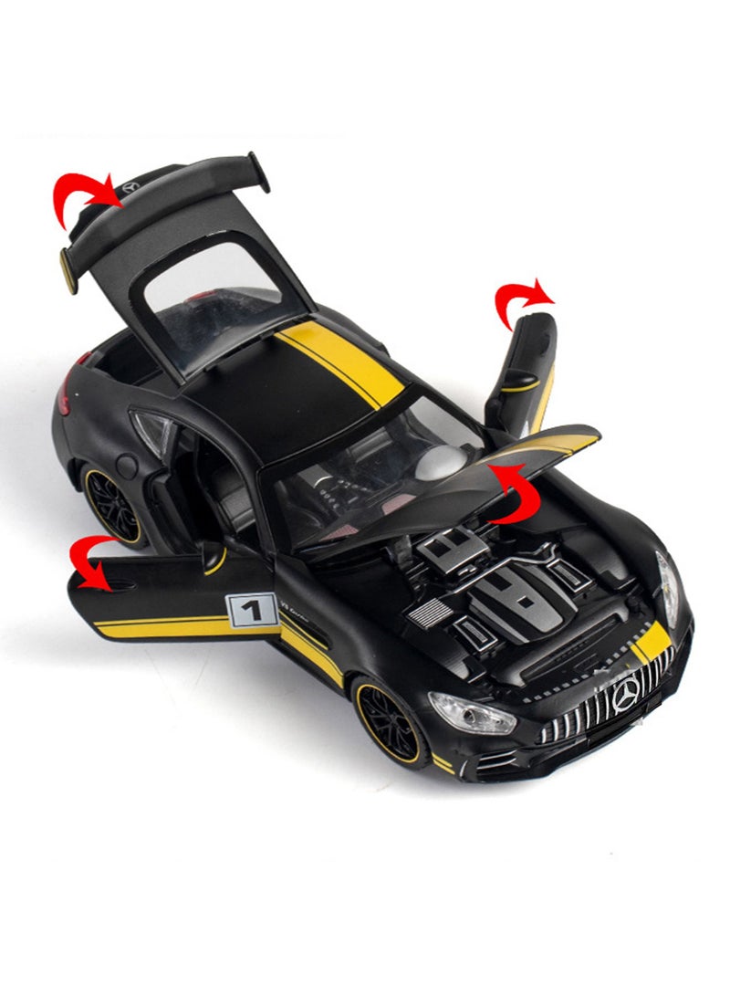 1:32 Mercedes Benz AMG GTR Toy Diecast Metal Car Model for Kids Boy Girl Zinc Alloy Pull Back Toy Car with Sound and Light Gift and Collectible Car - Image 4