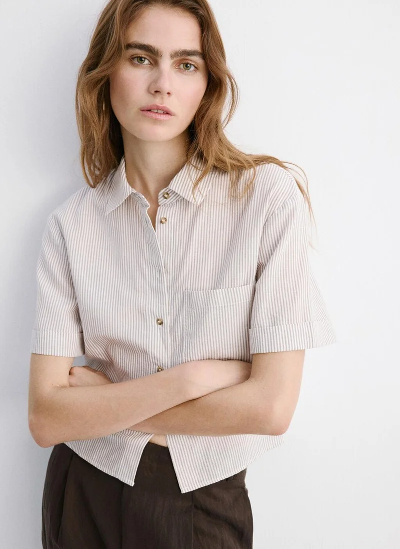 MANGO Short Sleeve Striped Shirt