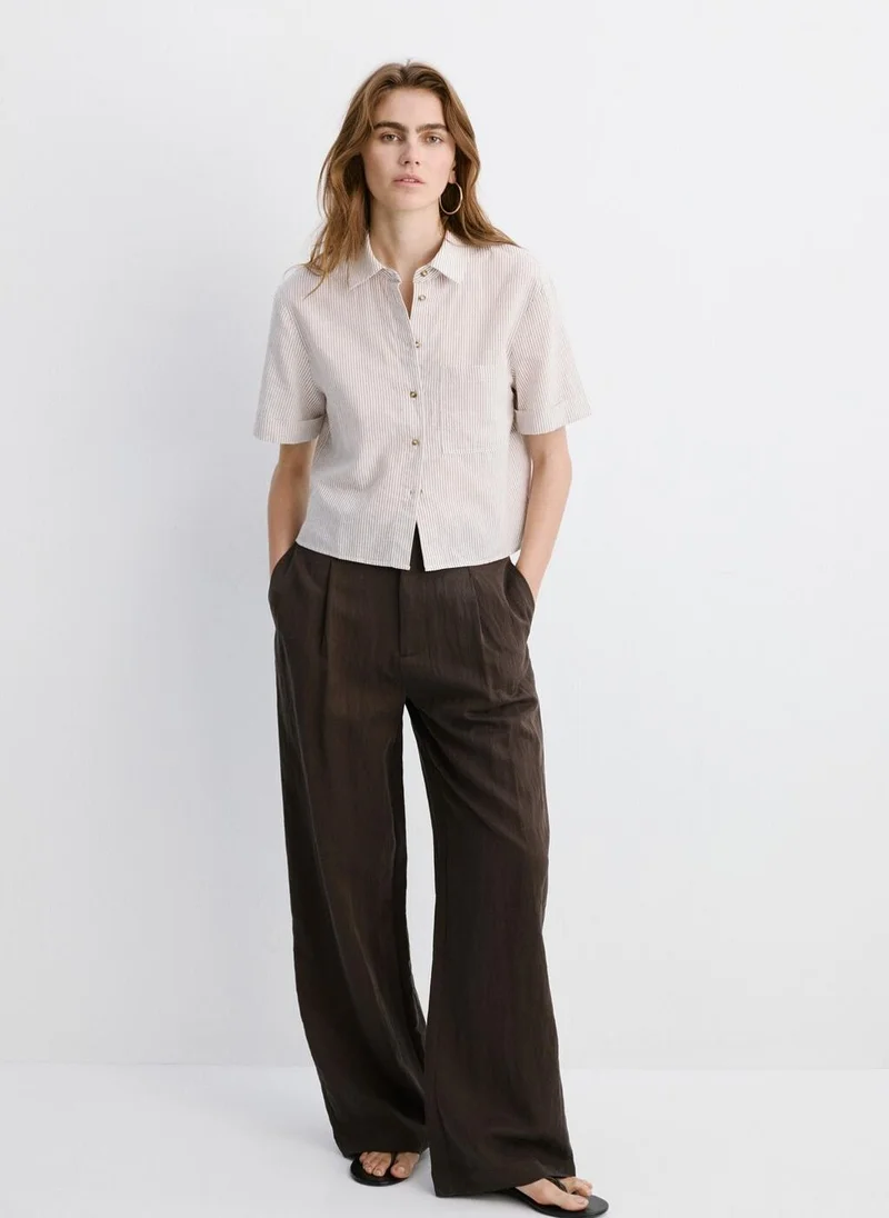 Mango  Short Sleeve Striped Shirt for Women | Best Price UAE