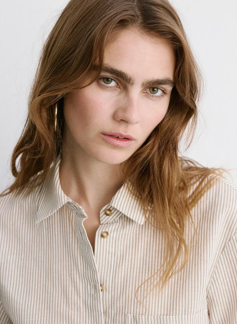 Mango  Short Sleeve Striped Shirt for Women | Best Price UAE