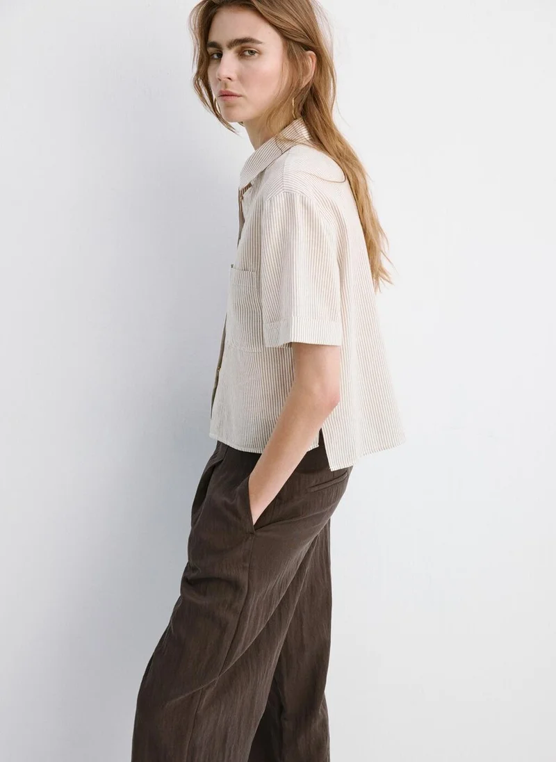 Mango  Short Sleeve Striped Shirt for Women | Best Price UAE